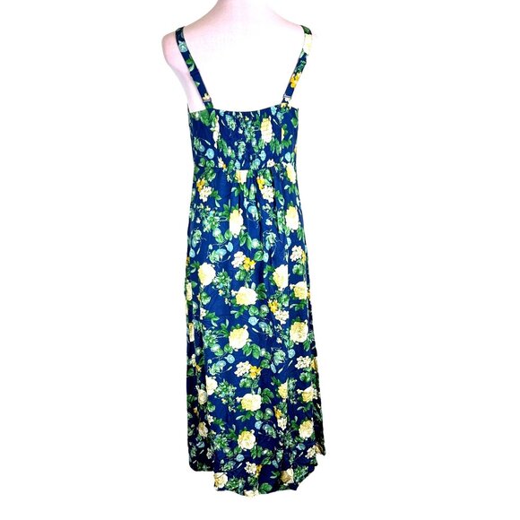 Old Navy S Baby Doll Beachy Hippie Tropical Boho Maxi Smocked Back Slip Dress - Picture 3 of 12